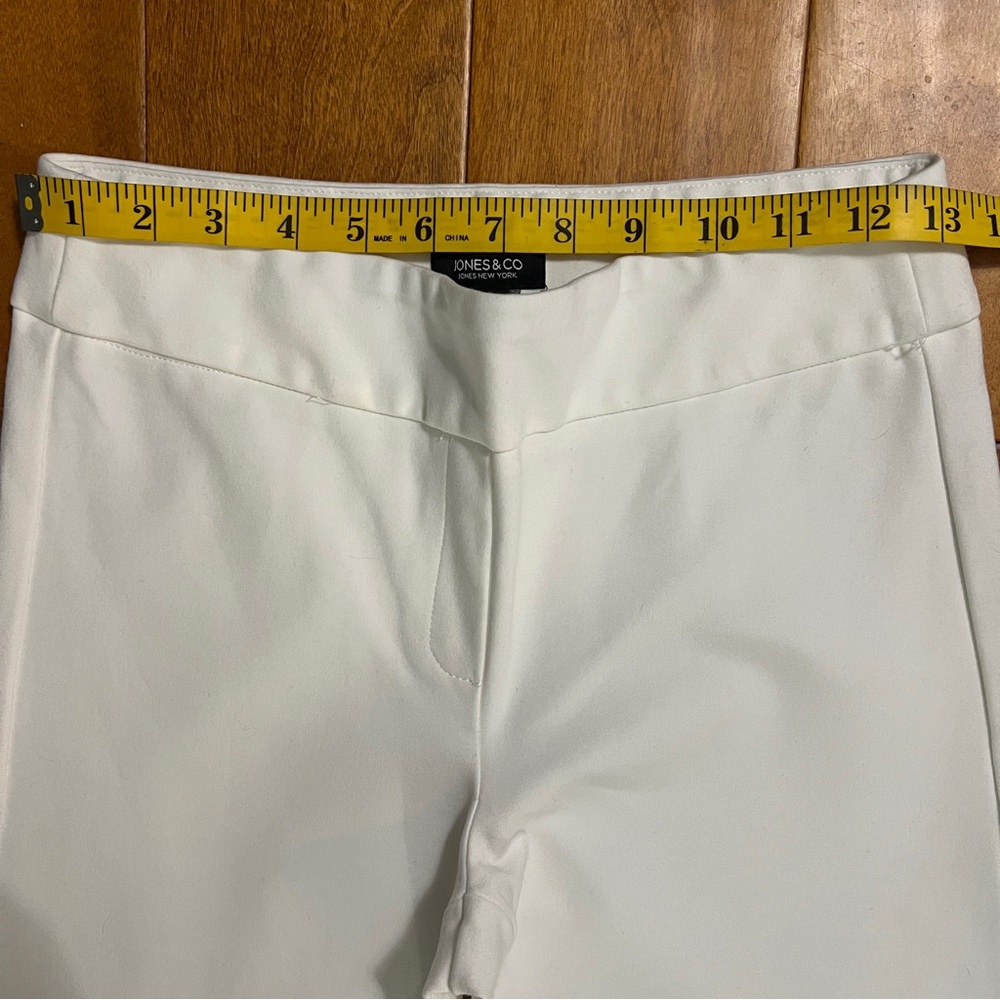 Jones & Co White Straight-Leg Pants Size S Preppy Quiet Luxury Coastal Nautical - Picture 4 of 12